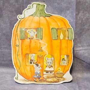 Vintage Mice in Pumpkin Thanksgiving Cardboard Die Cut Decor